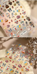 Detailed view of TS-4253 circus rabbit 3D embossed nail stickers with balloons