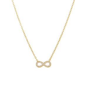 Collier infini plaqué or 18 carats avec zircons 5A et chaîne à maillons fins minimaliste