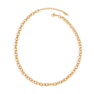 18K Gold Plated Stainless Steel Necklace For Women Twisted Texture Chain Modern Classic Geometric Jewelry Waterproof