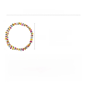 Detailed view of colorful shell and crystal long necklace measuring 122cm in length