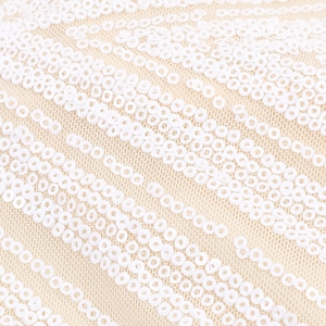 Elegant sleeveless long dress featuring white sequins in wave patterns on mesh fabric
