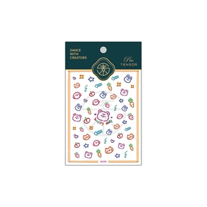 Self-adhesive nail art stickers featuring cute cartoon animals and stars in KX retail package