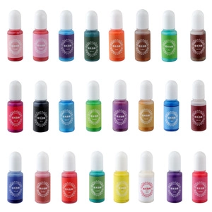 Detailed set of 24 multi-color pearlescent pigment bottles for DIY epoxy resin crafts