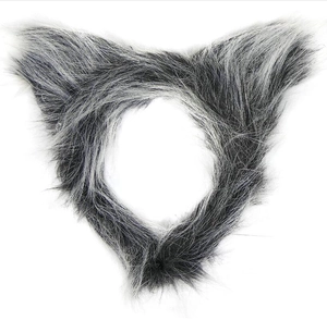 Grey and white faux fur wolf ears headband for Halloween costumes and animal cosplay