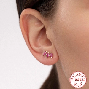 S925 Sterling Silber Ohrringe mit rosa Zirkonia im Marquis-Schliff, vergoldet