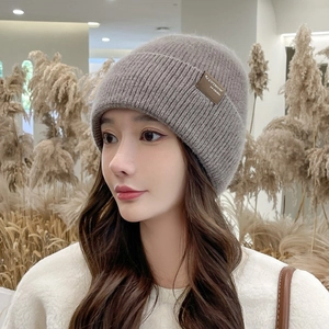 Thickened Knitted Wool Hat Women'S Winter Warm Fleece-Lined Pullover Hat Cold-Proof Windproof Toe Cap Cold Hat Ear Protection Hat