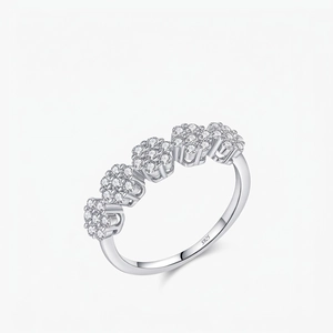 925 Sterling Silver Ring Zircon Flower Clusters Sparkling Stackable Design Fashion Jewelry Gift For Women