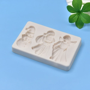 Christmas silicone mold with snowman, Santa, and angel shapes for DIY crafts and baking