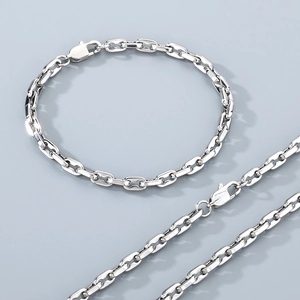 Minimalistische Roestvrijstalen Koffieboon Mariner Ketting Voor Heren Dames Unisex Punk Niche High End Lip Schakelketting Armband Sieraden