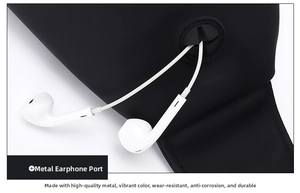 Close-up of the metal headphone port on a large capacity oxford cloth chest bag