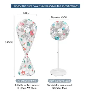 Waterproof PEVA electric fan dust covers in full and half size with cute dinosaur prints