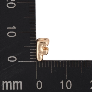 Detailed size measurement of a mini gold bubble letter F pendant for DIY jewelry