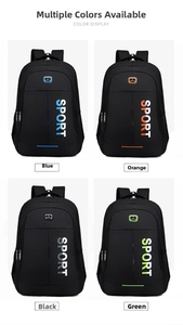 Color display of durable Oxford fabric backpacks in blue, orange, black and green