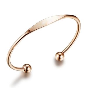 Minimalist C-shaped open cuff bracelet in rose gold with polished finish for women