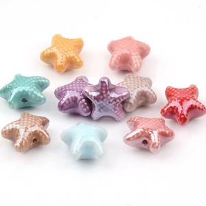 Starfish Ceramic Beads Glazed Star Shape Colorful Polka Dot Pattern DIY Jewelry Making Necklace Bracelet Craft Accessories