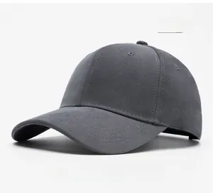 Detailed view of the dark grey cotton twill baseball cap with six-panel construction