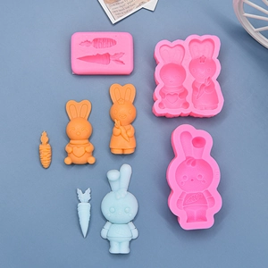 Easter bunny and carrot silicone mold set for chocolate fondant cake decorating