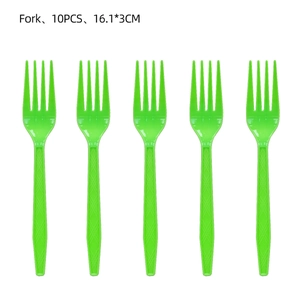 Set van 10 groene pixel-stijl feestvorken, plastic serviesgoed van 16,1x3cm