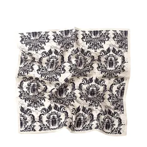 100% Mulberry Silk Square Scarf Women Vintage Baroque Beetle Floral Print Small Neck Head Scarf Elegant Office Silk Scarf