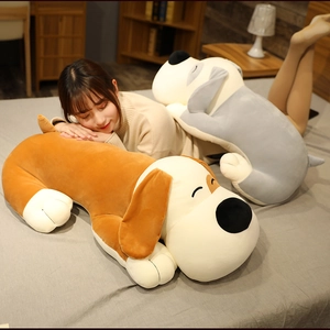 Detailed close-up of large plush dog pillow showing soft texture and premium short fur