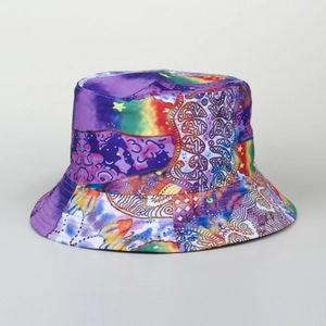 Chapeau Bob Réversible Ciel Étoilé Coloré Tie-Dye Graffiti Protection Solaire Extérieur Été Mode Femmes Casquette Artistique