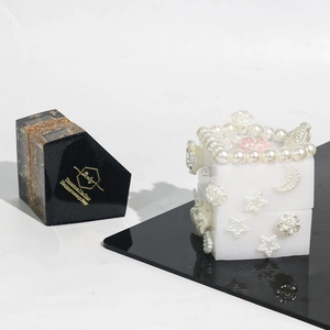 DIY diamond ring storage box silicone mold with gold foil and pearl decorations