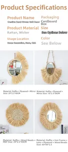 Detailansicht handgefertigter Wandspiegel aus Raffia in verschiedenen nordischen Boho-Formen