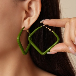 Orecchini A Cerchio Geometrici Smalto Ferro Con Perno In Argento Sterling 925 Moda Minimalista Per Donne