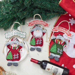 Christmas Hanging Ornaments Plush Doll Santa Snowman Reindeer Felt Fabric Festive Home Tree Decoration Feliz Navidad Banner