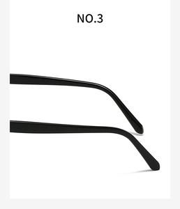 Macro detail of black glossy replacement temples for fashion blue light glasses