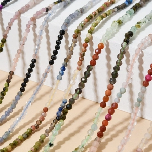 Faceted natural gemstone bead necklaces with gold-plated pendants in bohemian style