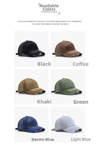 Collage of six vintage washed baseball caps with side embroidery and distressed details