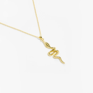 Minimalist gold snake pendant necklace in S925 sterling silver for women jewelry