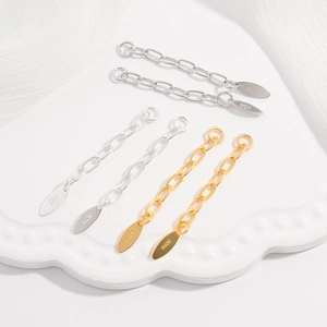 925 Sterling Silver Extension Chain Water Drop Tail Chain For Necklace Bracelet DIY Jewelry Findings Simple Accessory