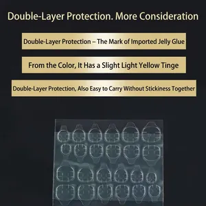 Strong adhesive transparent jelly glue stickers for press-on nails with double-layer design
