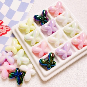 Butterfly Bow Acrylic Loose Beads Iridescent UV Plated Straight Hole DIY Jewelry Making For Bracelet Keychain Accessory