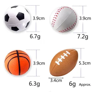 Mini sports stress balls set including PU foam soccer, basketball, baseball and rugby