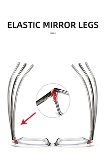 Dettaglio delle aste elastiche sulla montatura trasparente per una cerniera flessibile