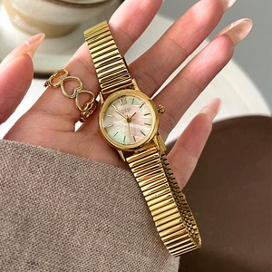 GEDI luxury gold women's watch with mother of pearl dial and matching heart ring