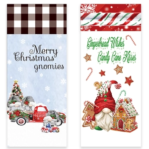 Christmas gnomes and gingerbread banners set for festive holiday home wall decoration