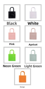 Detailed grid showing colorful jelly handbags with signature pyramid rivet decorations