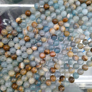 Blue natural calcite loose beads with polished round texture for DIY jewelry making