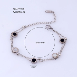 Detailed view of colorful double-layer titanium bracelet with dimensions and weight info