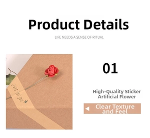 Detail of red artificial flower and Just for you sticker on kraft paper jewelry gift box