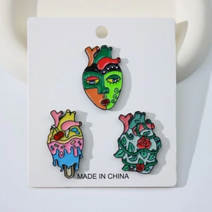 Creative Anatomical Heart Enamel Brooch Pin Set Zinc Alloy Drip Oil Organ Lapel Pins Fashion Jewelry Accessory For Clothing Backpack