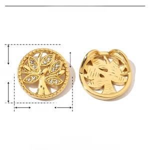 Detailed view of Tree of Life pendant with dimensions 17mm and rhinestone inlay