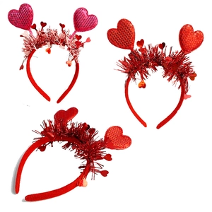 Red and pink sequin heart headbands for Valentine's Day party hair accessories