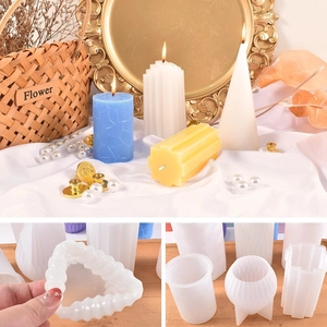 Detailed view of flexible silicone molds for DIY geometric candle and plaster casting