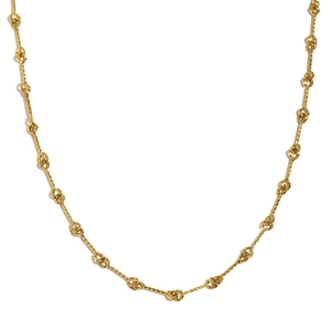 Minimalist 18K gold plated stainless steel twisted chain necklace with gold beads