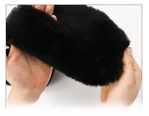 Macro detail of thick black faux fur lining showing the warm and plush interior texture